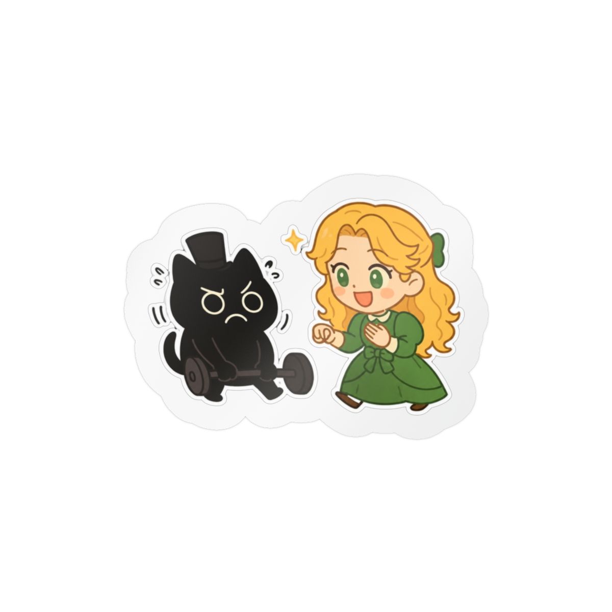 Lord of the Mysteries Meow Workout Sticker - Chibi Vinyl Decal - alternate angle 4, merchandise