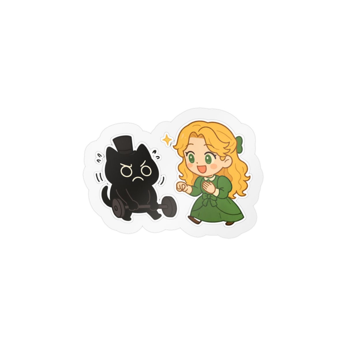 Lord of the Mysteries Meow Workout Sticker - Chibi Vinyl Decal - alternate angle 5, merchandise