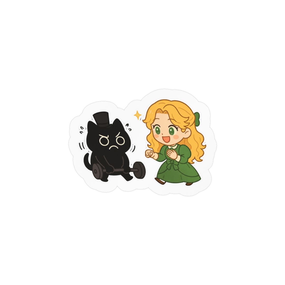 Lord of the Mysteries Meow Workout Sticker - Chibi Vinyl Decal - alternate angle 1, merchandise