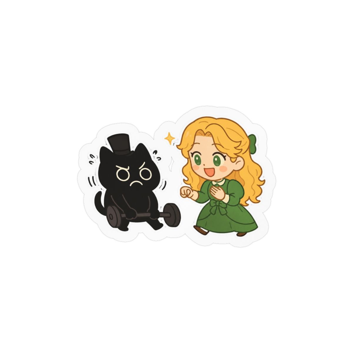 Lord of the Mysteries Meow Workout Sticker - Chibi Vinyl Decal - alternate angle 2, merchandise