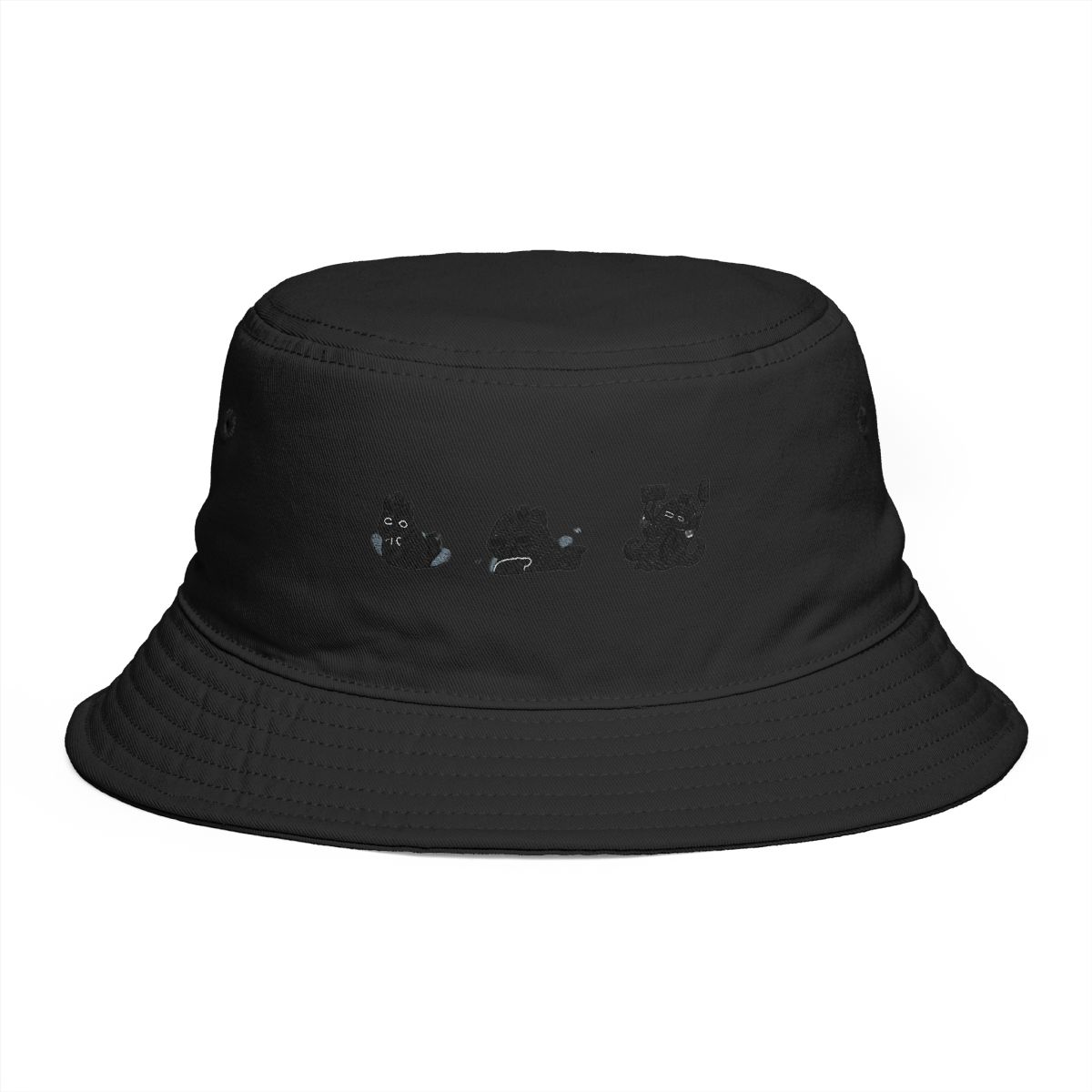 Lord of the Mysteries Cat Trio Bucket Hat, White Cotton Sun Hat